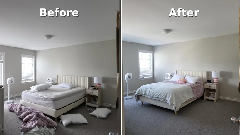 Before and after bedroom deep clean reducing dust and allergens in a Kingston home