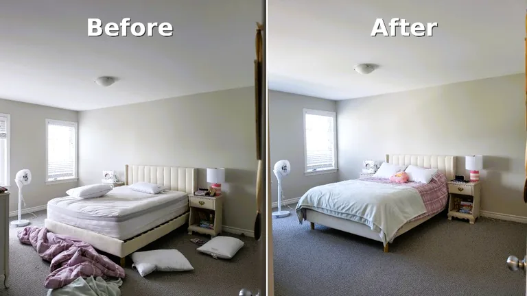 Before and after bedroom cleaning by CC Cleaning Services in Kingston