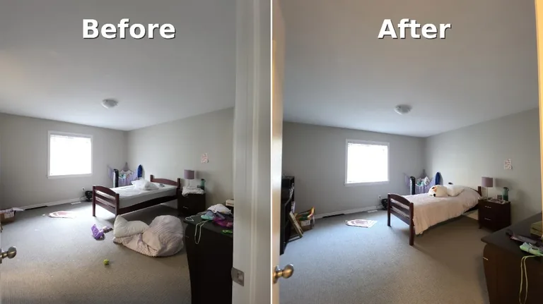 Before and after bedroom cleaning by CC Cleaning Services in Kingston