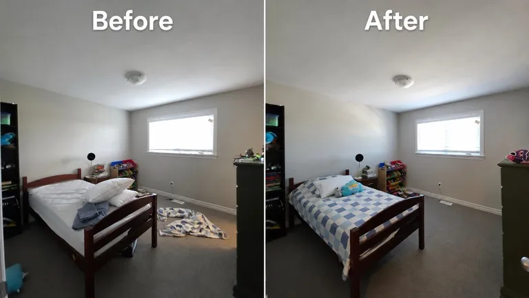 Before and after bedroom cleaning by CC Cleaning Services in Kingston